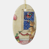 かわいい子犬およびサンタのクリスマスのオーナメント セラミックオーナメント (右)