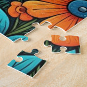 かわいい子犬お洒落とフォークアートの花 ジグソーパズル (側面)