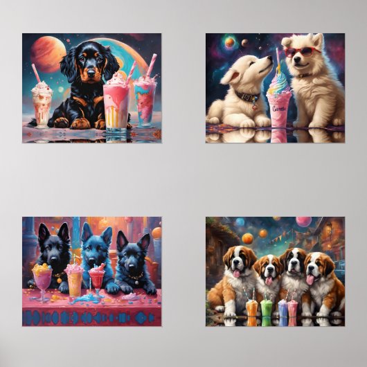 かわいい子犬が世界から飲むミルクシェイク (正面)