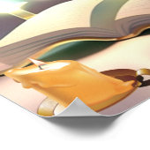 かわいい子犬が本を読む ぬいぐるみアート ポスター (角)