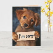 かわいい子犬ごめんなさい カード (黄色い花)