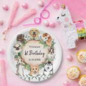 かわいい子犬たちがペットの誕生日パーティー ペーパープレート (パーティー)