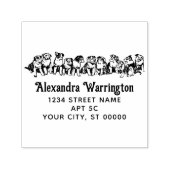 かわいい子犬たち行名に座る差出人住所 セルフインキングスタンプ (デザイン)