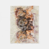 かわいい子犬たち3匹 フリースブランケット (正面)