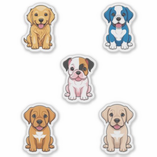 かわいい子犬たち シール (正面)