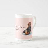 かわいい子犬とお母さん犬のビーグル ボーンチャイナマグカップ (正面右)