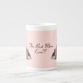 かわいい子犬とお母さん犬のビーグル ボーンチャイナマグカップ (正面)