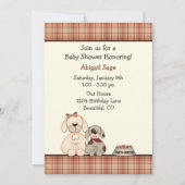 かわいい子犬とお母さん男の子の赤ちゃんシャワー 招待状 (正面)