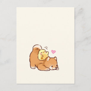 かわいい子犬とひよこ ポストカード