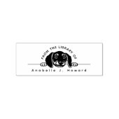 かわいい子犬とオリジナル名前の図書館ラベル ラバースタンプ (インプリント)