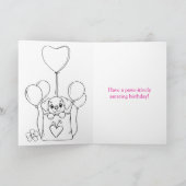 かわいい子犬とカップケーキパーソナライズされたハッピーバースデー カード (内部)