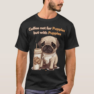 かわいい子犬とコーヒー Tシャツ