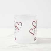 かわいい子犬とハートの名前 フロストグラスマグカップ (中央)