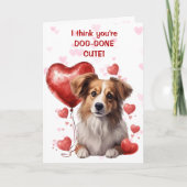 かわいい子犬とハートバルーンバレンタイン シーズンカード (正面)