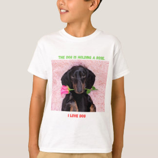 かわいい子犬とバラキッズTシャツ Tシャツ