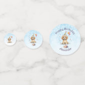 かわいい子犬とパーティーハット誕生日 コンフェッティ (正面)