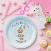 かわいい子犬とパーティーハット誕生日 ペーパープレート (パーティー)