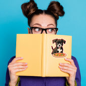 かわいい子犬とピザ シール