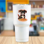 かわいい子犬とピザ シール