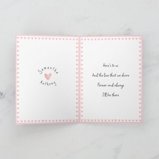 かわいい子犬とピンクのハート私はあなたを愛するバレンタイン カード (内部)