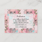 かわいい子犬とフラワーズピンクのクリエイティブアート 名刺 (裏面)