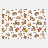 かわいい子犬とポープリント ラッピングペーパーシート (正面2)