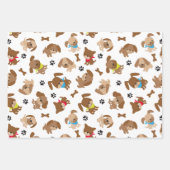 かわいい子犬とポープリント ラッピングペーパーシート (正面)