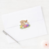 かわいい子犬とマカロンイラストレーション ラウンドシール (封筒)
