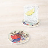 かわいい子犬とヴィンテージのクリスマスグリーティング コースター (側面)