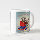 かわいい子犬とヴィンテージのクリスマスグリーティング ジャンボコーヒーマグカップ (正面右)