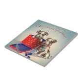 かわいい子犬とヴィンテージのクリスマスグリーティング タイル (側面)