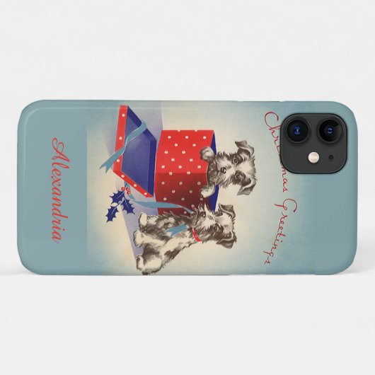 かわいい子犬とヴィンテージのクリスマスグリーティング Case-Mate iPhoneケース (裏面(横))