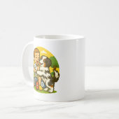 かわいい子犬と子供の遊び時間 コーヒーマグカップ (正面左)