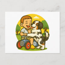かわいい子犬と子供の遊び時間