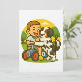 かわいい子犬と子供の遊び時間 招待状 (スタンド正面)