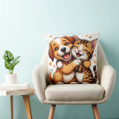 かわいい子犬と子猫が温かいスマイル クッション (椅子)