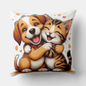 かわいい子犬と子猫が温かいスマイル クッション (裏面)
