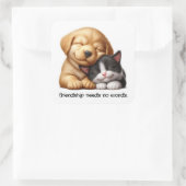 かわいい子犬と子猫の可愛い最高の友達 スクエアシール (バッグ)