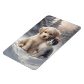 かわいい子犬と子猫を雪冷房施設に マグネット (左側)