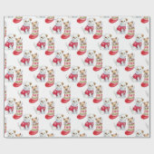 かわいい子犬と子猫クリスマスホリデー ラッピングペーパー (フラット)