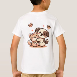かわいい子犬と子猫ハグ – かわいいかわいいデザイン Tシャツ