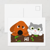 かわいい子犬と子猫 ポストカード (正面/裏面)