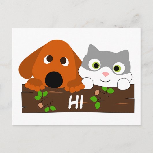 かわいい子犬と子猫 ポストカード (正面)
