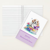 かわいい子犬と本の水彩画 学校 ノートブック (内側)
