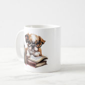 かわいい子犬と本 コーヒーマグカップ (正面左)