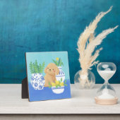 かわいい子犬と植物、レモン、花 フォトプラーク (インサイチュ)