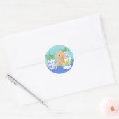 かわいい子犬と植物、レモン、花 ラウンドシール (封筒)