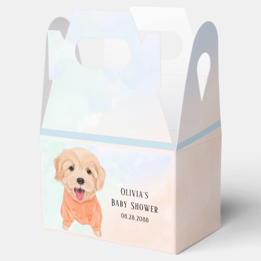かわいい子犬と水彩少年の赤ちゃんシャワー フェイバーボックス (オープン)