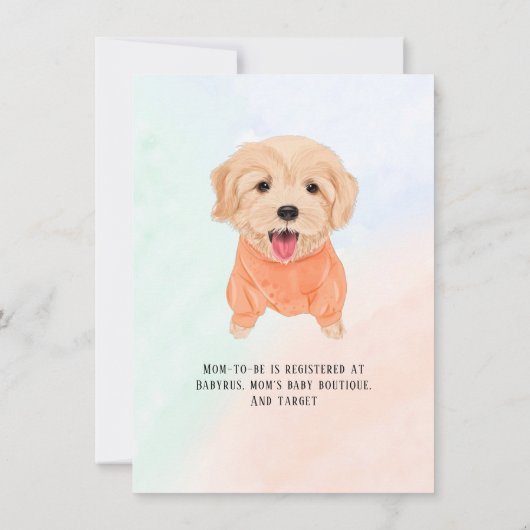 かわいい子犬と水彩少年の赤ちゃんシャワー 招待状 (裏面)