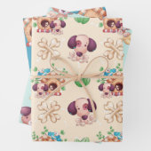 かわいい子犬と犬の家の少年 ラッピングペーパーシート (インサイチュ)